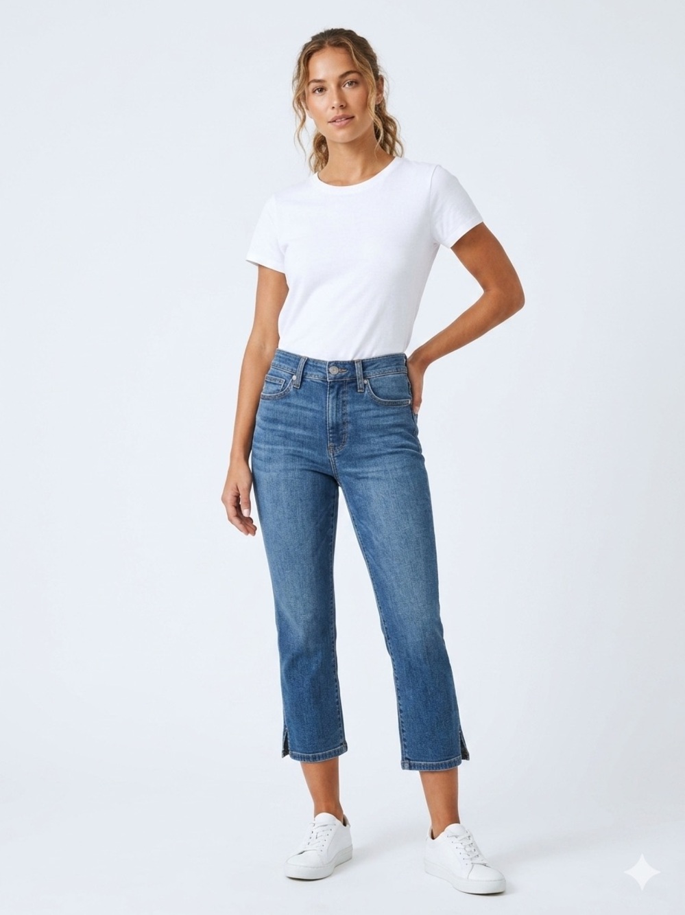 Judy Blue Preppy Mid Wash High-Rise Cropped Straight Jeans